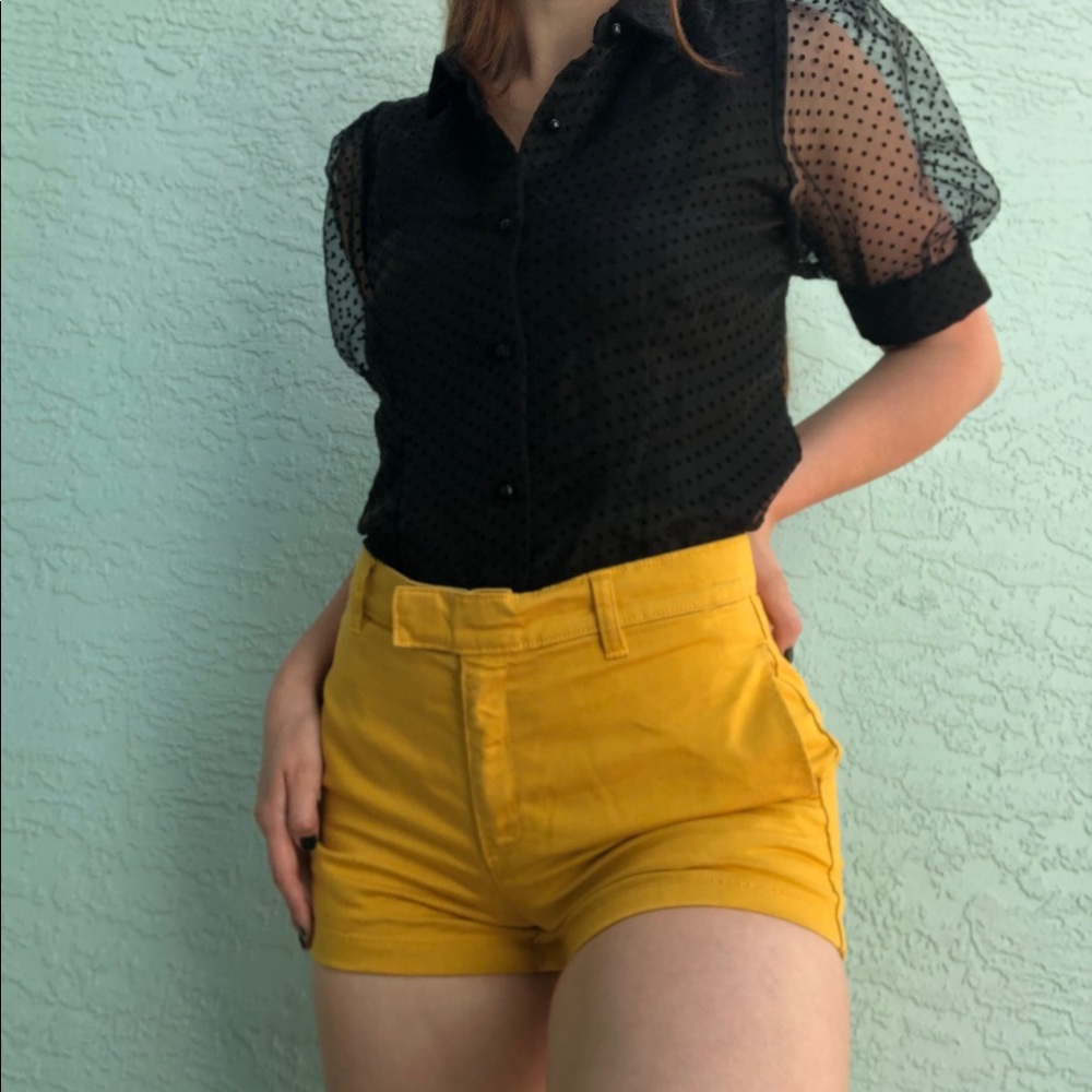 Yellow High Waisted Shorts
